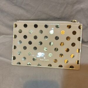 Kate Spade Beige and Gold Dot pencil pouch
